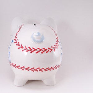 Baseball Personalized Piggy Bank, Baseball Team Piggy Bank, Ceramic Sports Theme Bank, Softball Piggy Bank, with hole or NO hole in bottom image 4