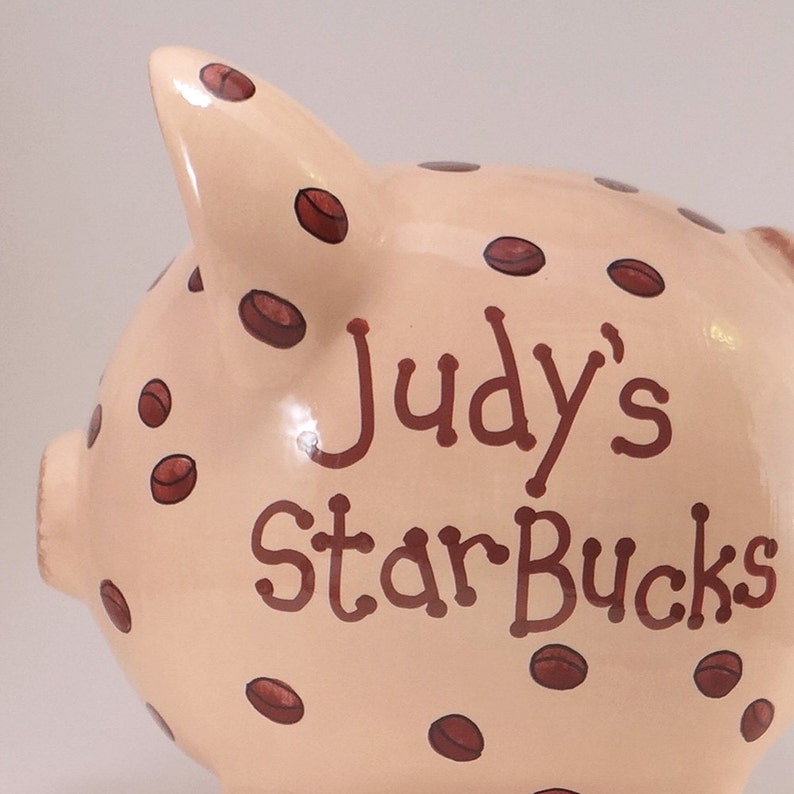 Coffee Bean Piggy Bank Personalized Piggy Bank Cappuccino Etsy