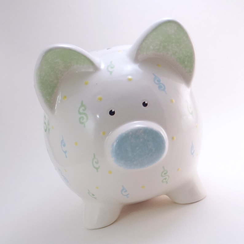 Money Personalized Piggy Bank, Loose Change Piggy Bank, Dollars & Cents Bank, Dollar Sign Bank, Cash Theme Bank, with hole or NO hole image 2