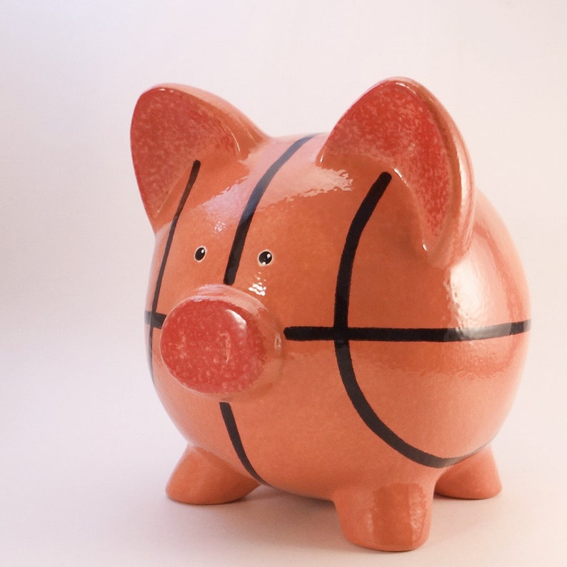 Basketball Personalized Piggy Bank Sports Bank Ceramic Hoops Etsy