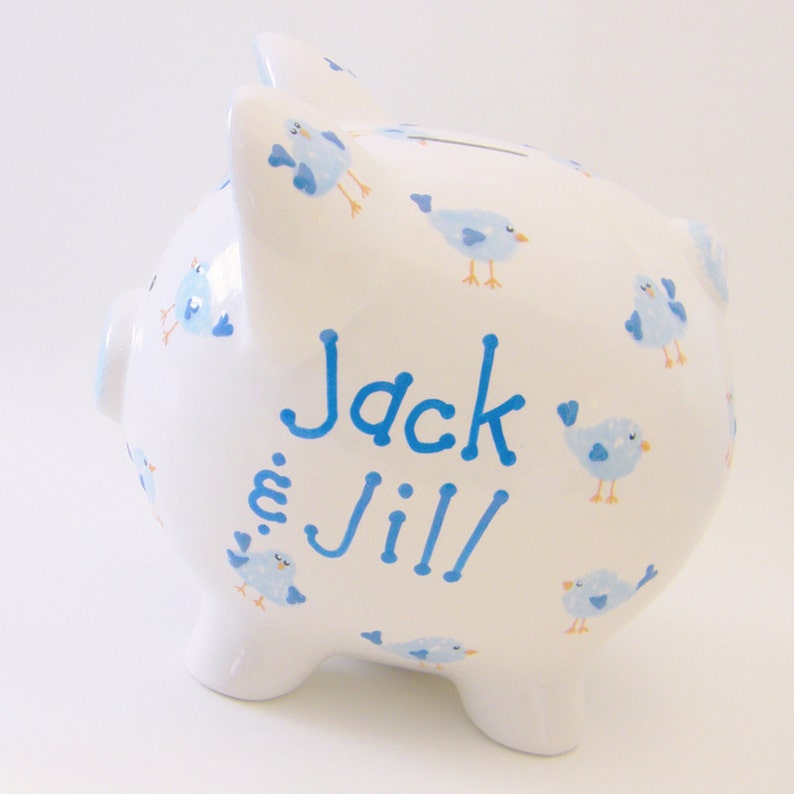 Nest Egg Piggy Bank Personalized Piggy Bank Bluebird Bank Etsy