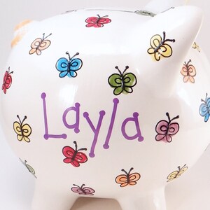 Bright Butterfly Piggy Bank, Butterfly Ceramic Bank, Girls Personalized Piggy Bank, Insect Bug Piggy Bank, with hole or NO hole in bottom image 5