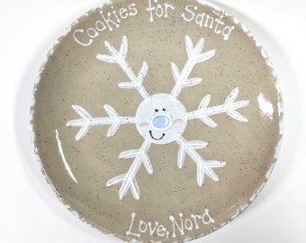 Snowflake Cookies for Santa Plate, Personalized Cookies for Santa Plate, Frosty Personalized Christmas Eve Plate, Keepsake Plate Gift