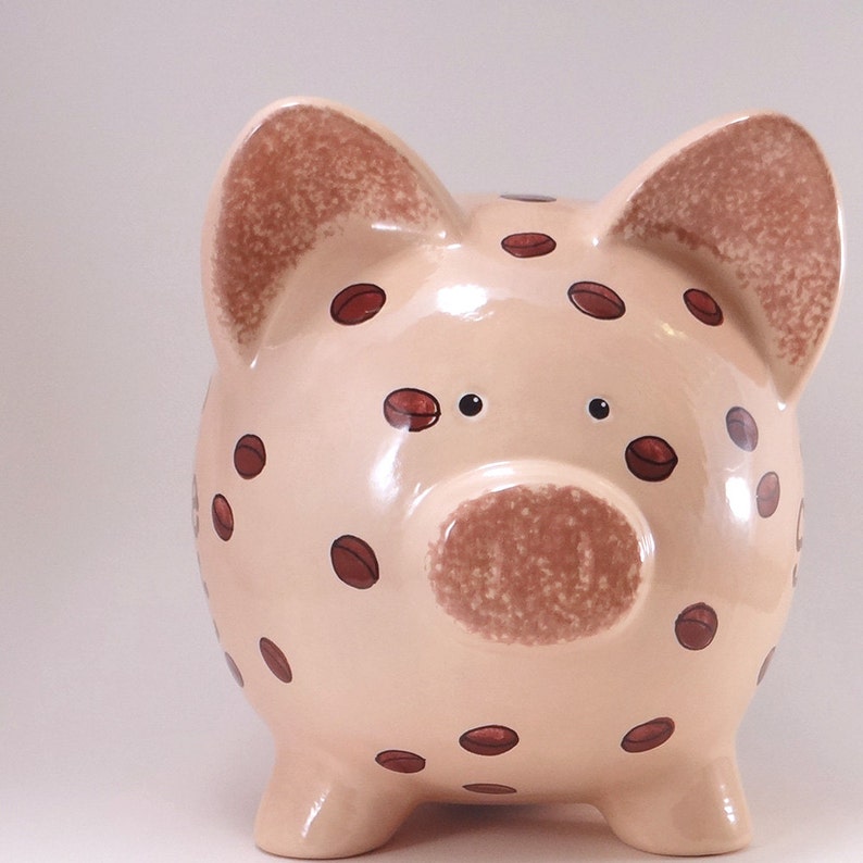 Coffee Bean Piggy Bank Personalized Piggy Bank Cappuccino Etsy