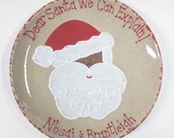 Brown Santa Cookies for Santa Plate, Personalized African American Christmas Eve Plate, Santa Treats Plate, Santa Snack, Heirloom Gift