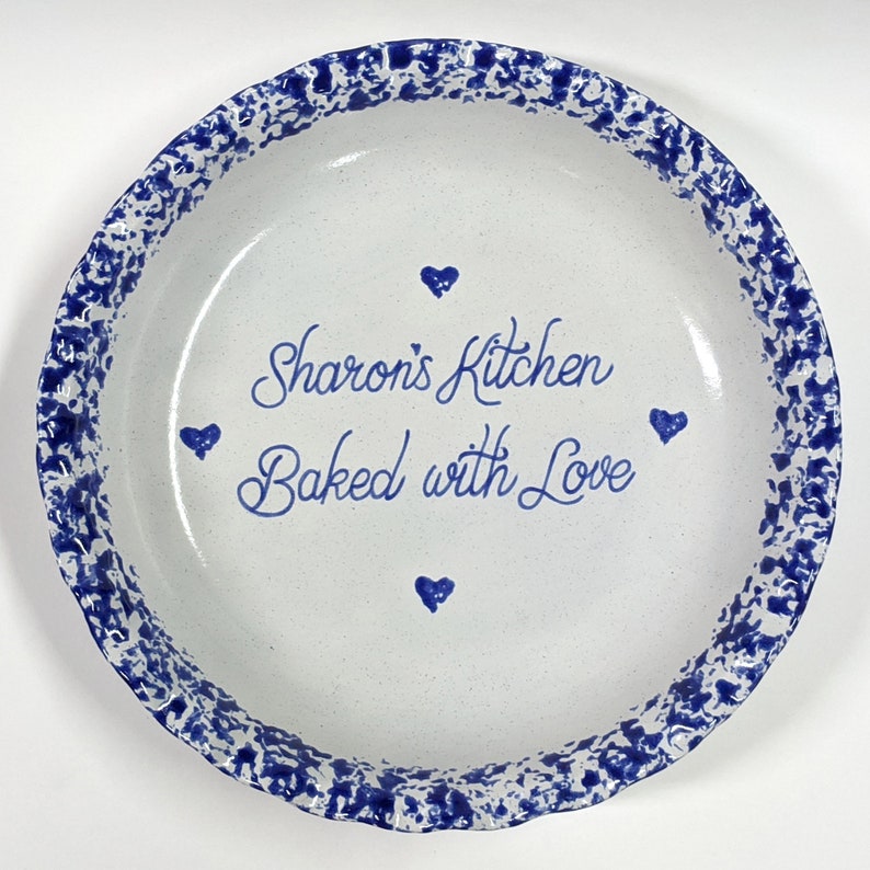 Country Hearts Pie Dish Personalized Pie Plate Gray Etsy