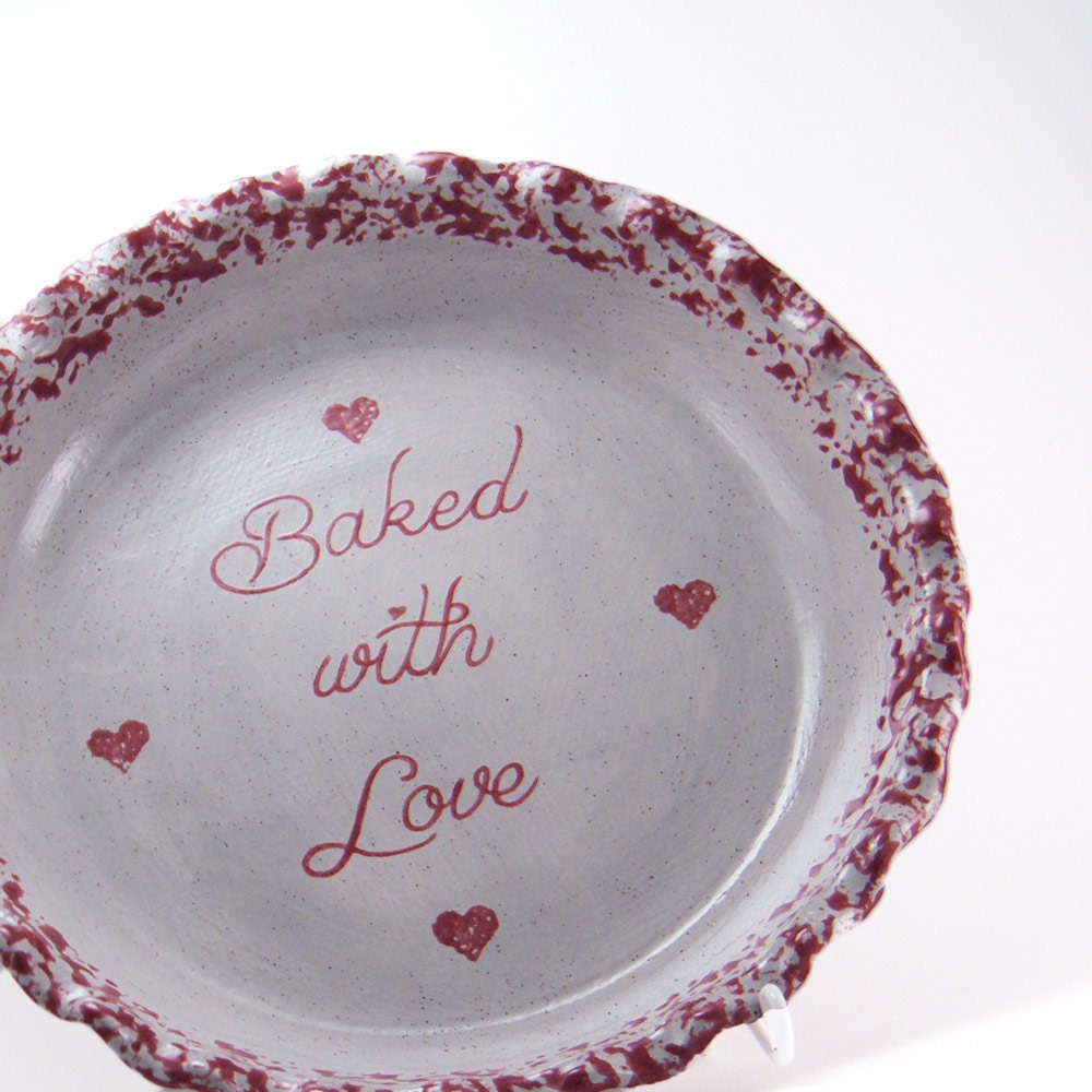 Country Hearts Pie Dish Personalized Pie Plate Gray Etsy