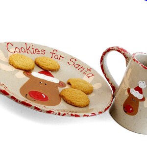 Reindeer Plate AND Mug, Personalized Cookies for Santa Set, Personalized Reindeer Treats, Cookies and Milk for Rudolph, made in USA Bild 1