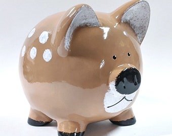 Fawn Personalized Piggy Bank, Baby Deer Bank, Forest Animal Piggy Bank, Kids Gift, Piggy Bank, Woodland Savings Bank, with hole or NO hole