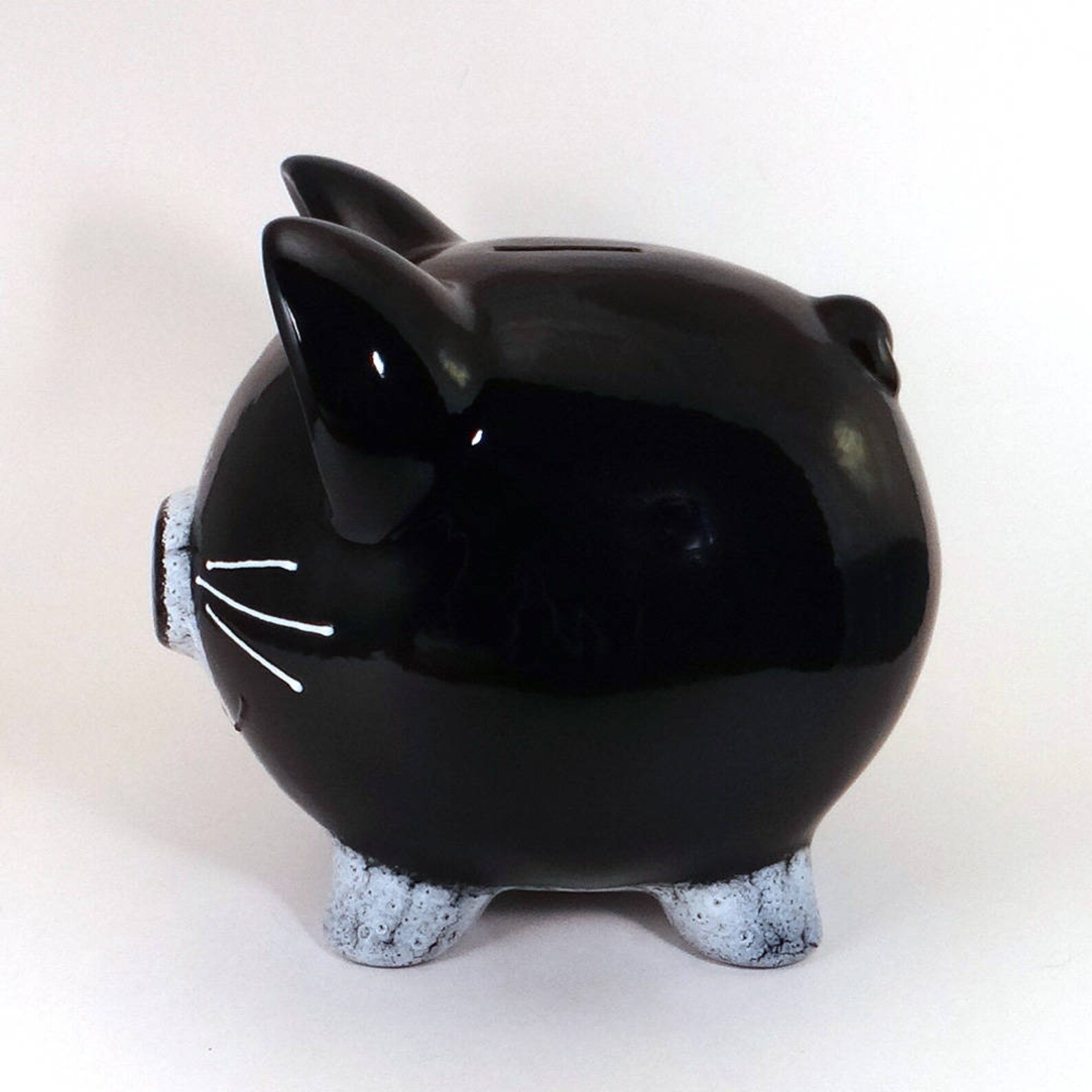 Black and White Kitty Piggy Bank Personalized Piggy Bank Etsy