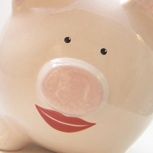 Lipstick on a Pig Bank, Personalized Piggy Bank, Women's Piggy Bank, Pig with Lips, Girly Make Up Piggy Bank, with hole or NO hole in bottom image 3