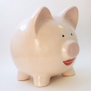 Lipstick on a Pig Bank, Personalized Piggy Bank, Women's Piggy Bank, Pig with Lips, Girly Make Up Piggy Bank, with hole or NO hole in bottom image 2