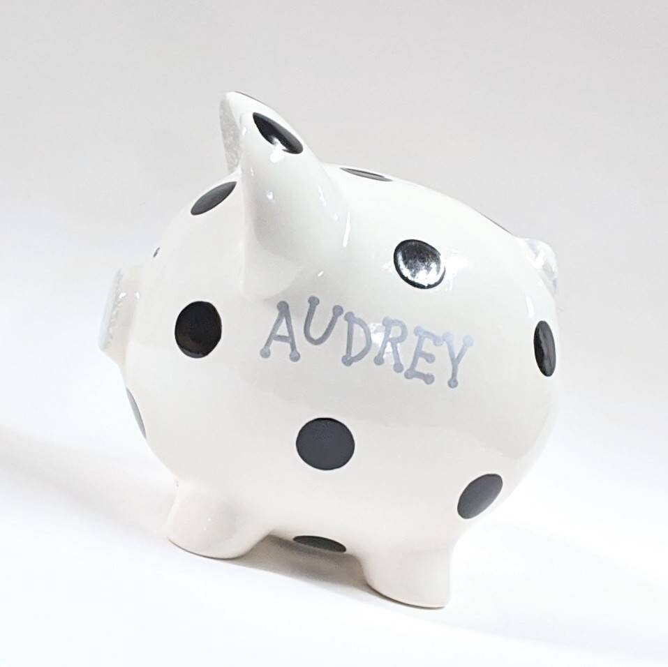 Polka Dot Piggy Bank Personalized Piggy Bank Nursery Savings Etsy