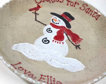 Snowman Plate AND Mug,  Personalized Cookies for Santa Set, Frosty the Snowman Set, Santas Snack, Personalized Christmas Eve Keepsake