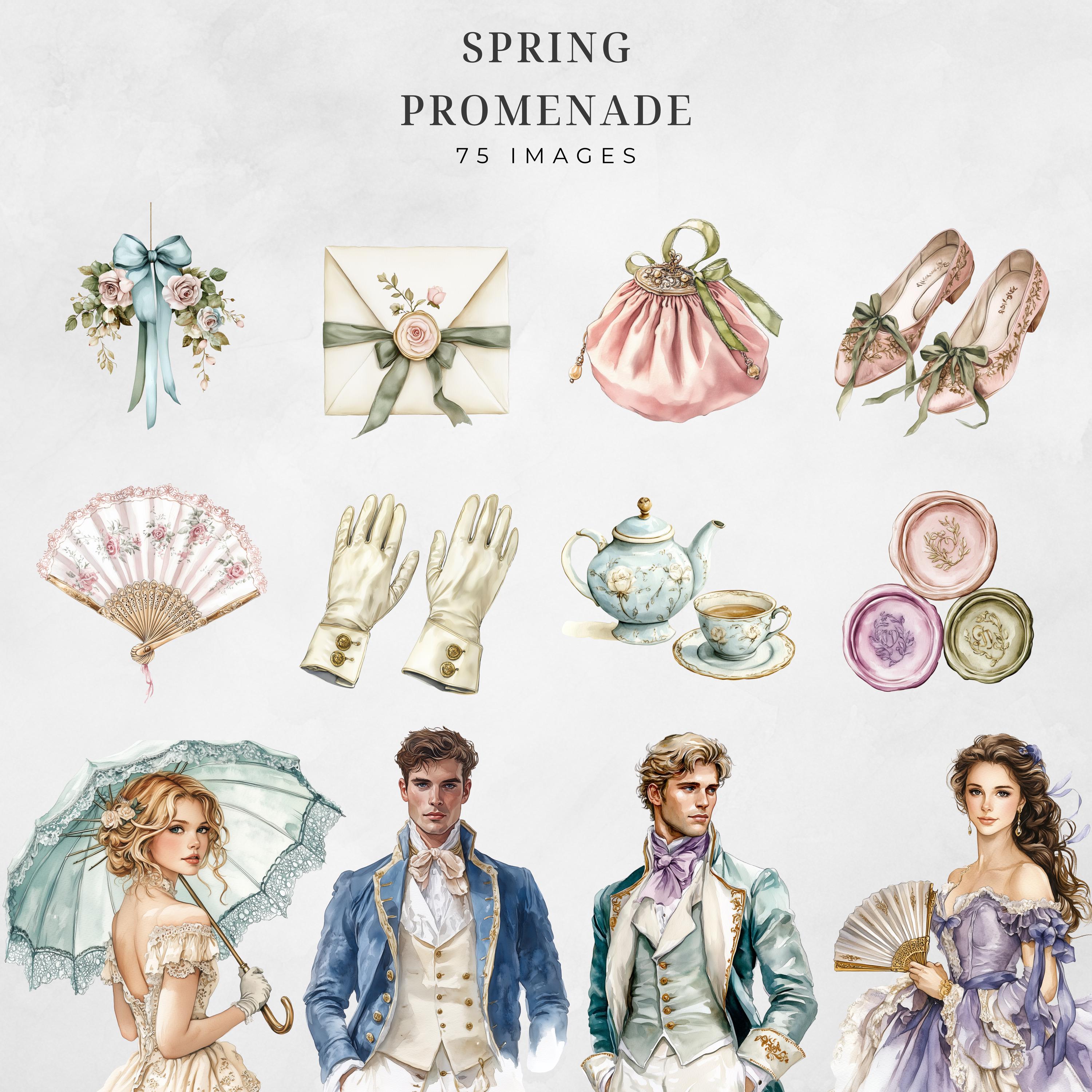 Watercolor Regency Clipart Bundle, Ballroom Aesthetic, Vintage Tea ...