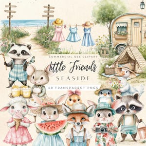 Clipart Little Valley Seaside | PNG-afbeeldingen verhalenboek | Bosdieren | Schattige bosvrienden | Babydieren, png PNGEgg | Boho-verhalenboek Clipart