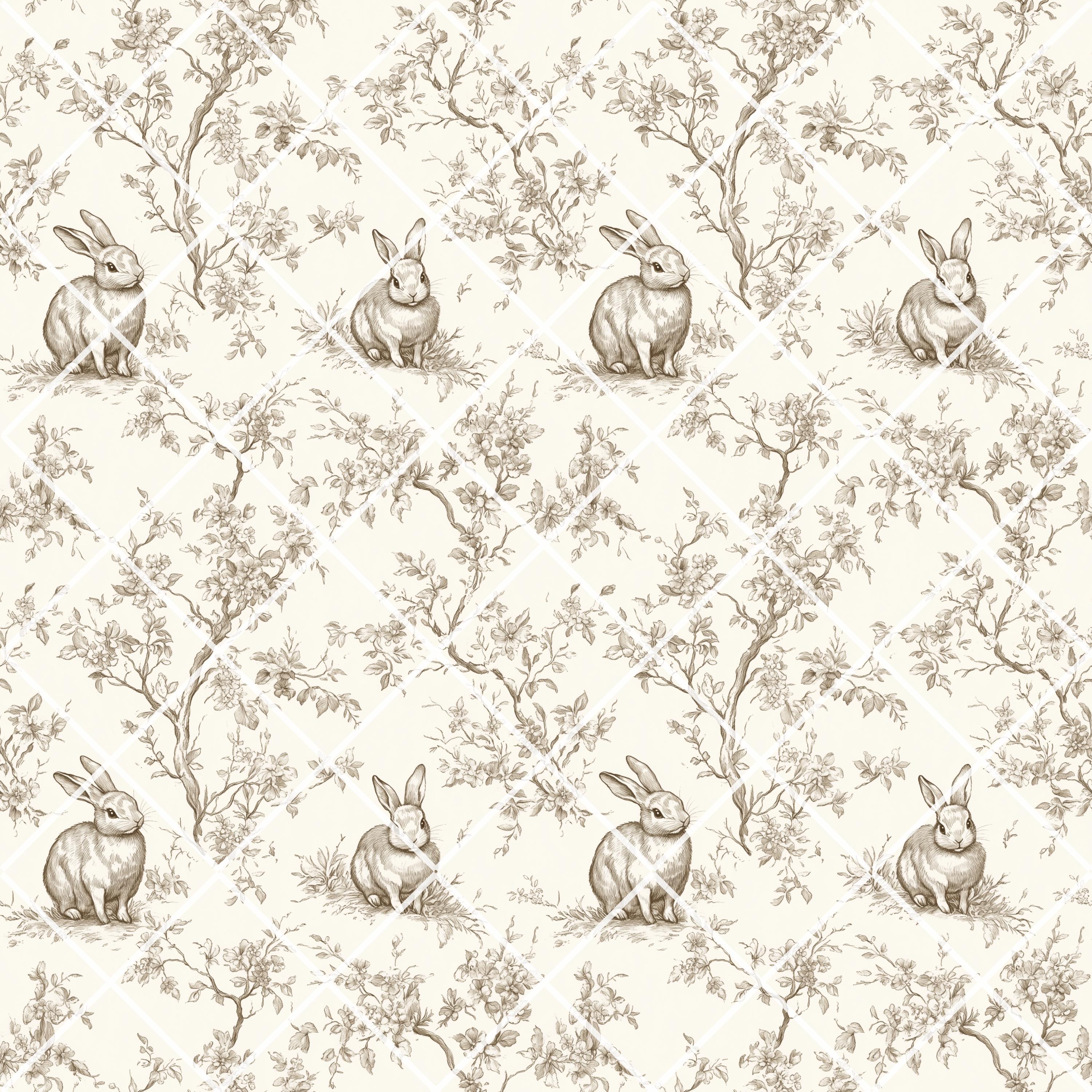 Vintage Pink Easter Pattern, Blue Toile Seamless Pattern PNG, Bunny ...