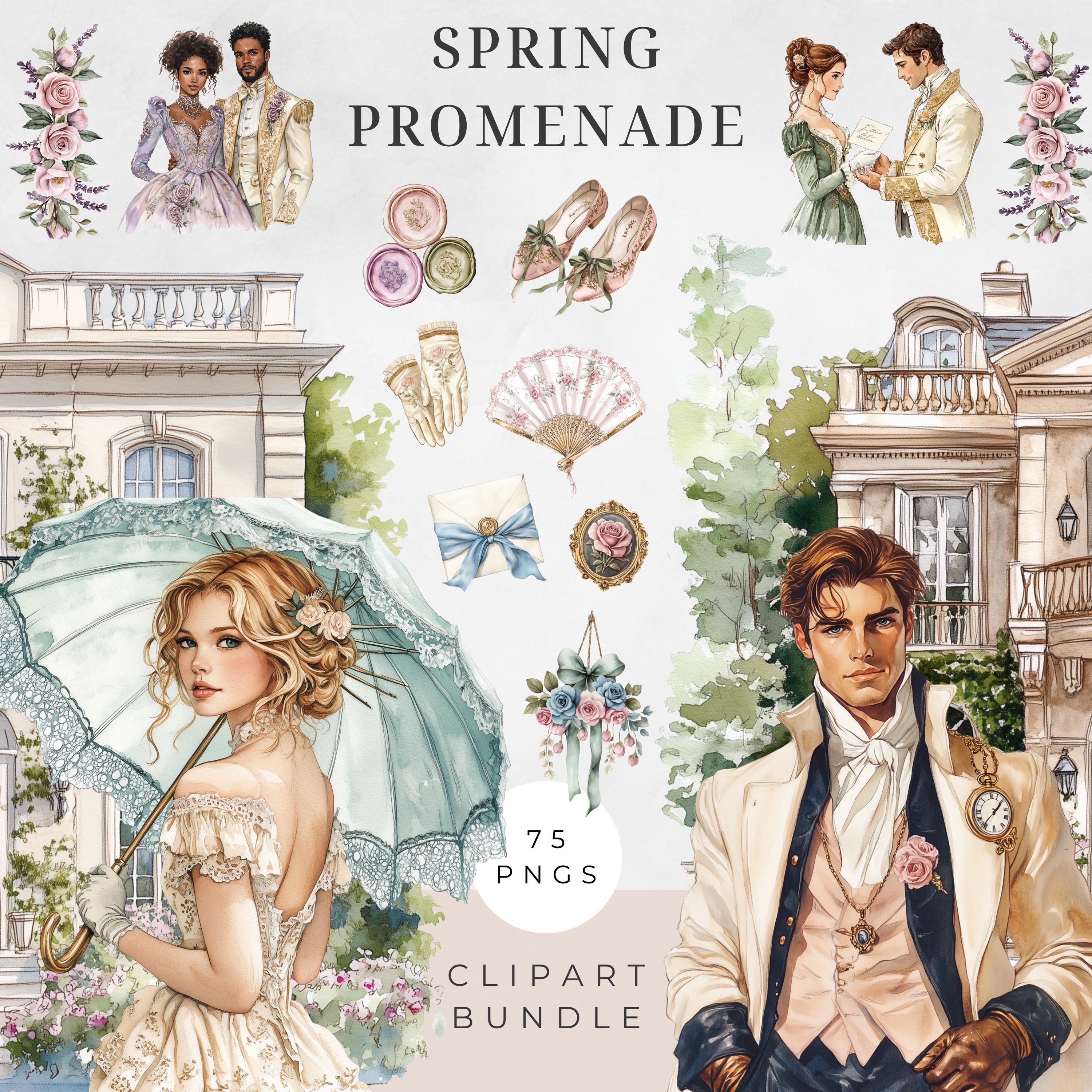 Watercolor Regency Clipart Bundle, Ballroom Aesthetic, Vintage Tea ...