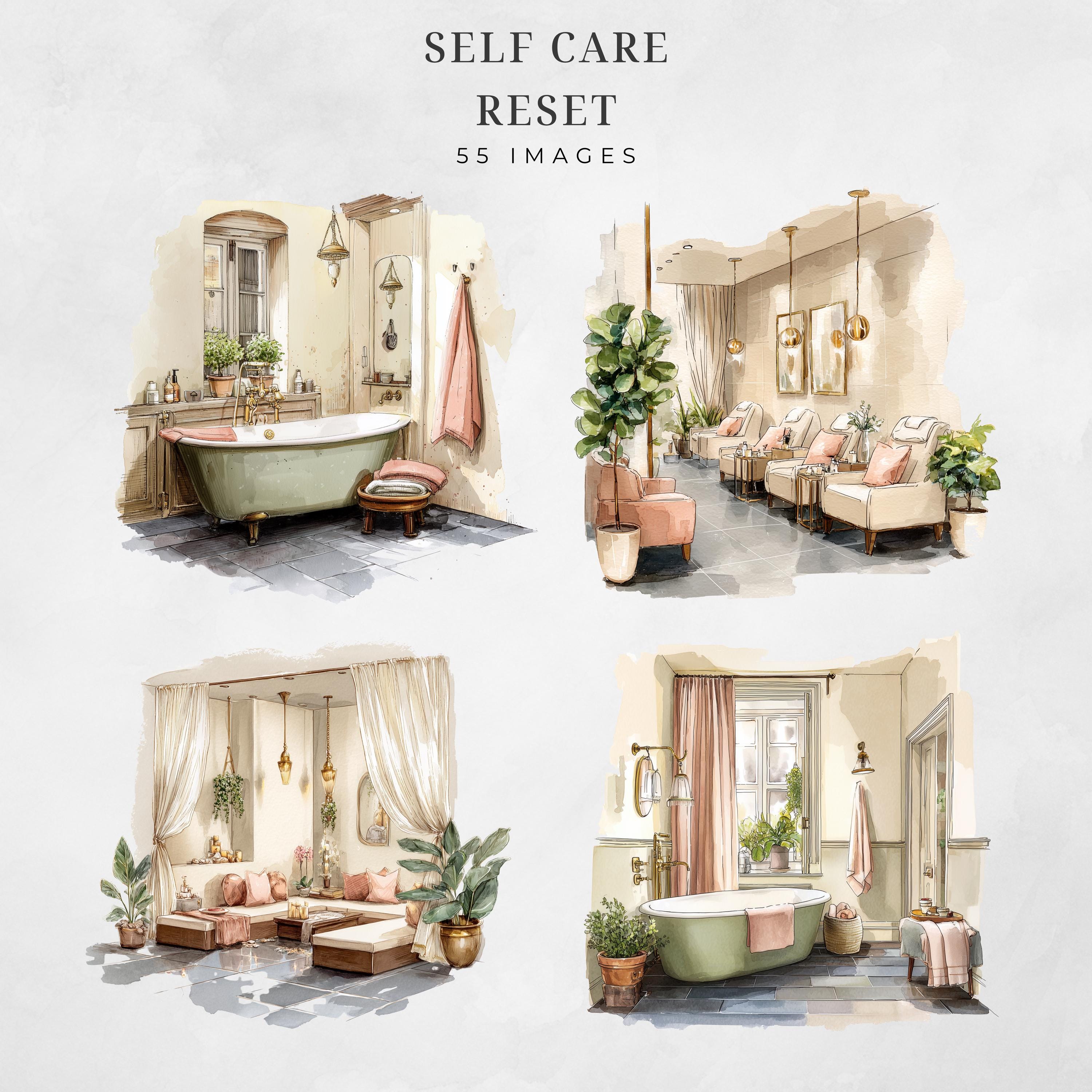 Watercolor Self Care Clipart Bundle | Skincare Stickers | Pajama Girl ...