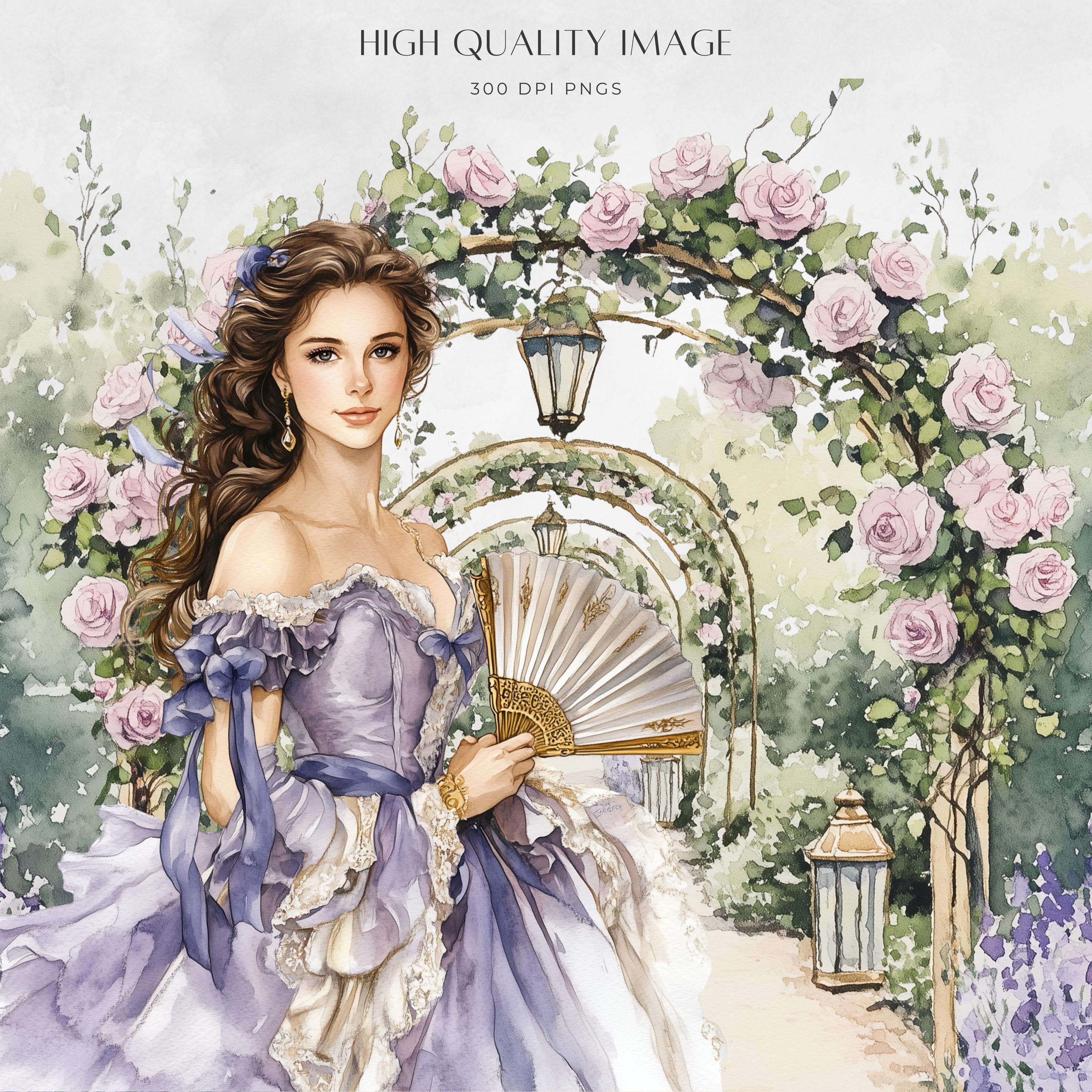 Watercolor Regency Clipart Bundle, Ballroom Aesthetic, Vintage Tea ...