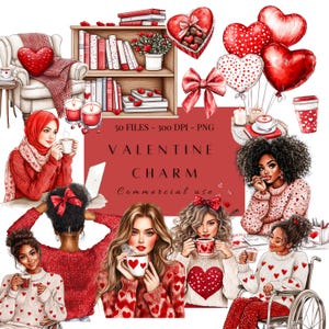 Paquete de imágenes prediseñadas del día de San Valentín / Dulces imágenes PNG de San Valentín / Elementos de amor / Gráficos románticos / Globo de corazón PNG / Gráficos de cartas de amor