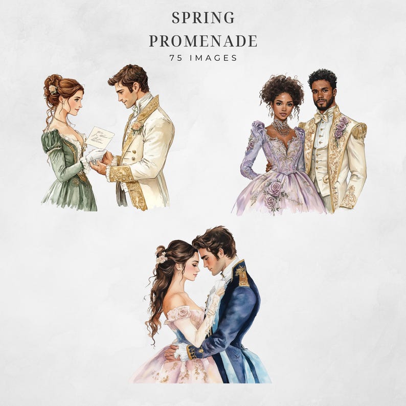 Watercolor Regency Clipart Bundle, Ballroom Aesthetic, Vintage Tea ...