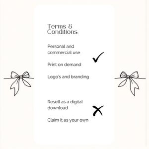 K&ouml;nnte beinhalten: Eine Schwarzwei&szlig;grafik mit einer Liste von Gesch&auml;ftsbedingungen f&uuml;r kommerzielle und private Nutzung. Die Grafik enth&auml;lt H&auml;kchen und ein X, um anzuzeigen, was erlaubt ist und was nicht. Der Text enth&auml;lt "Pers&ouml;nliche und kommerzielle Nutzung", "Druck auf Anfrage", "Logos und Branding", "Weiterverkauf als digitaler Download" und "Als Eigentum beanspruchen".