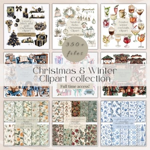 Digitale stickers in de hele shop | Volledige shopbundel | Digitale decemberstickers, png-bestand | Maandelijkse digitale clipart | Commercieel gebruik aquarel