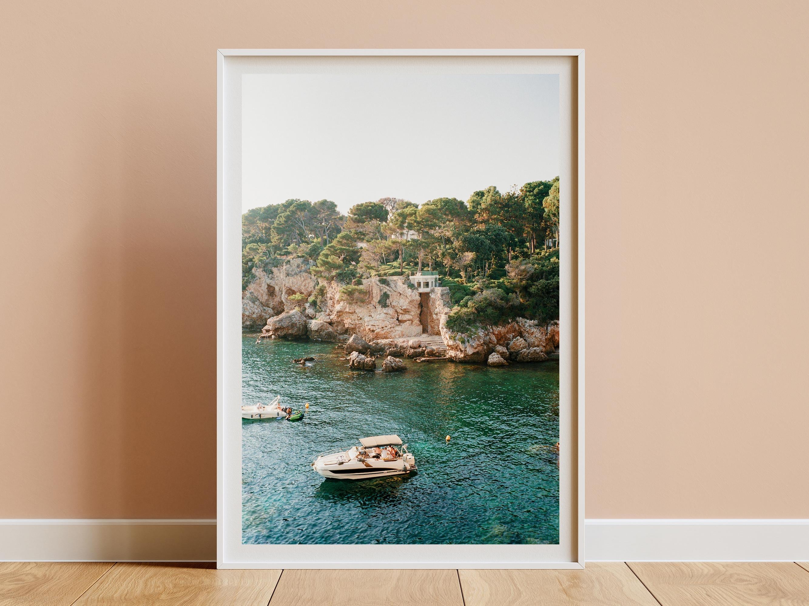 French Riviera Boats Scenic View Film Photography Print