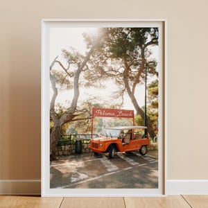 Arte mural de coches clásicos, impresión fotográfica de la Riviera Francesa, póster retro de playa, fotografía de viajes, decoración de pared costera