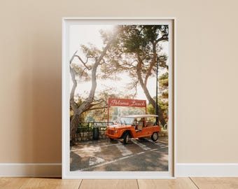 Vintage Car Wall Art, French Riviera Photo Print, Retro Beach Poster, Travel Photography, Coastal Wall Decor