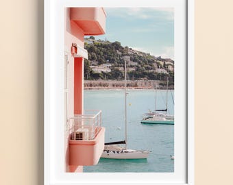 French Riviera Original Photo Print, Mediterranean Balcony Decor, Yacht View Poster, Travel Gift