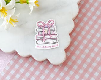 Library Lover Sticker – Pastel Book Stack, Bookworm Gift