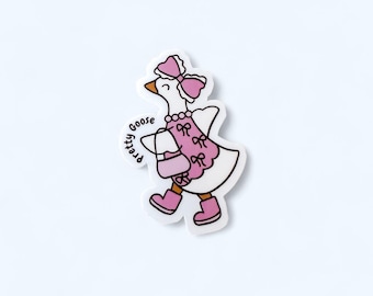 Pretty Goose Sticker: Pink Cottagecore Glossy Waterproof Decal