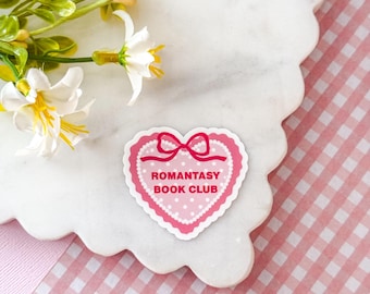 Romantasy Book Club Heart Shaped Sticker | Coquette Book Lover Style
