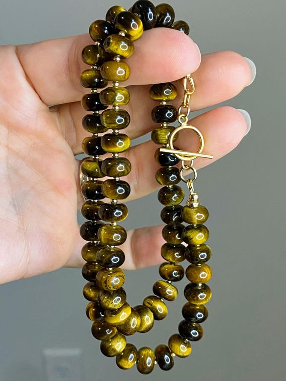 14k Gold Tigers Eye Necklace, Handmade With LUXE Quality Beads and