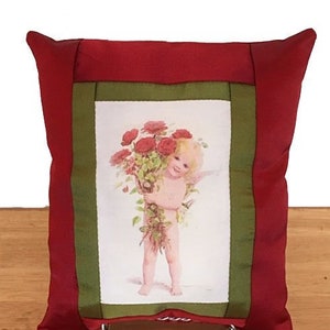 Baby Cupid Brings Flowers Pillow image 1