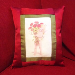 Baby Cupid Brings Flowers Pillow image 2