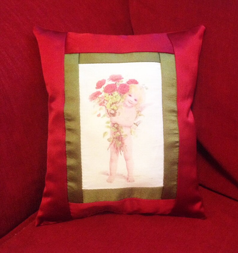 Baby Cupid Brings Flowers Pillow image 2