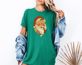 Patchwork Santa Claus Shirt, Christmas Shirt, Santa Claus Shirt, Retro Christmas Shirt, Merry Christmas Shirt