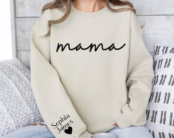 Personalized Mama Sweatshirt: Custom Kids Names Mom Crewneck