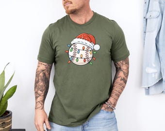 Christmas Baseball Shirt Christmas Baseball Gifts Santa Hat Shirt Baseball Tshirt Baseball Mom Shirt Baseball Coach Gift