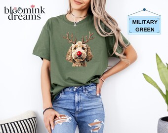 Christmas Goldendoodle Reindeer Sweatshirt, Holiday Dog Lover Gift, Goldendoodle Reindeer Shirt