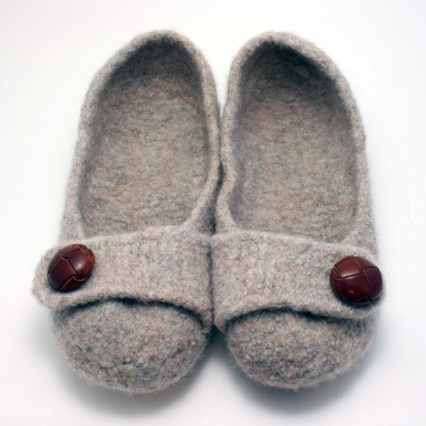 Custom Order- Women's Felted Slippers-  Color of Choice with Button of Choice