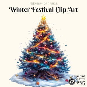 クリスマスツリーのクリップアート、お祭りのクリップアート、クリスマスツリーのお祝いのイラスト、ホリデーデコレーショングラフィック、デジタルクリスマスアートPNG、クリスマスクラフト