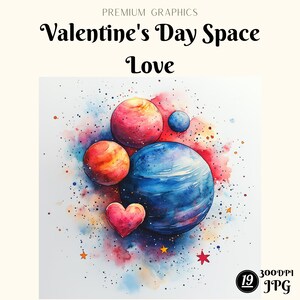 Valentijnsdag ruimte liefde clipart, romantische Galaxy Planet clipart set, 19 Valentijnsdag ambachten, clipart Valentijnsdag
