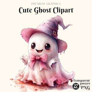 Imágenes prediseñadas de fantasmas, imágenes prediseñadas de fantasmas de Halloween, imágenes prediseñadas de fantasmas kawaii, imágenes prediseñadas de fantasmas espeluznantes, conjunto de imágenes prediseñadas de fantasmas con sombrero de bruja, imágenes prediseñadas de Halloween, 27 PNG