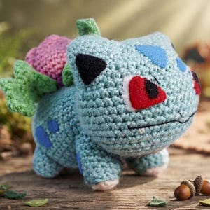 Bulbasaur Amigurumi Häkelanleitung PDF - Pokémon Plüschtier - Sofort-Download PDF in Englisch