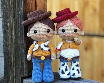 Jessie & Woody Crochet pattern, Amigurumi Toy-  Crocheting - PDF Digital pattern in Eng