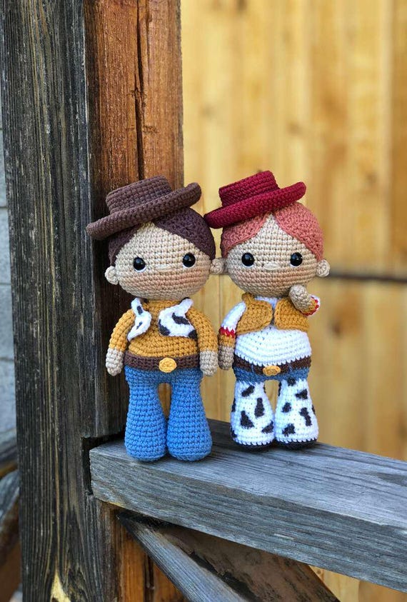 Jessie & Woody Crochet pattern, Amigurumi Toy-  Crocheting - PDF Digital pattern in Eng